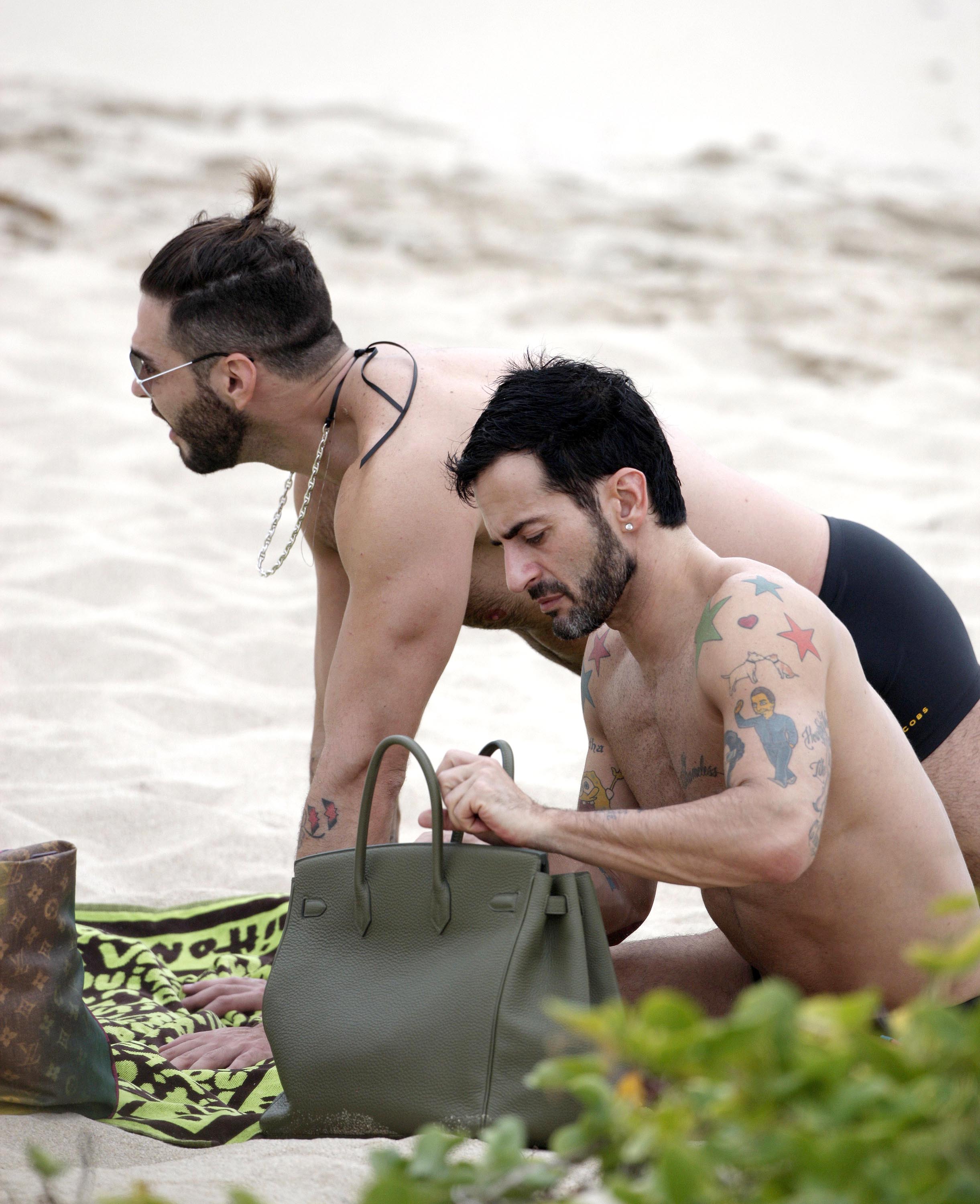 Marc Jacobs And Lorenzo Martone On The Beach In St. Barts (USA AND OZ ONLY)
